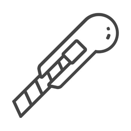 Clerical construction knife, stationery knife line icon on white backgroundのイラスト素材