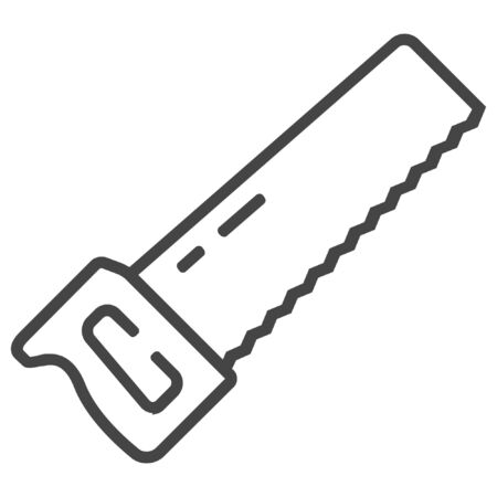 Hand saw line icon on white backgroundのイラスト素材