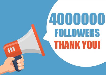 4000000 followers Thank You hand holding megaphoneのイラスト素材
