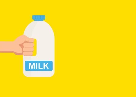Hand hold milk plastic bottle. One hand.のイラスト素材