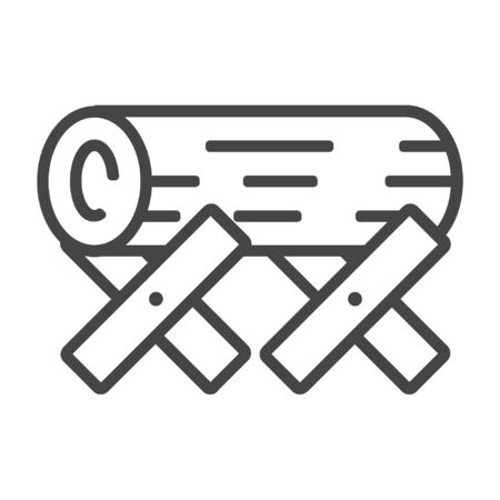 Wood log line icon on white backgroundのイラスト素材