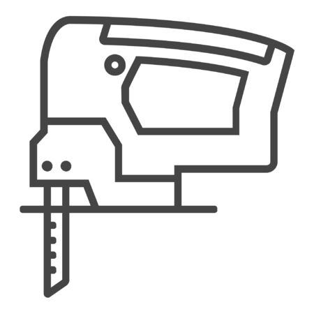 Electric jig saw line icon on white backgroundのイラスト素材