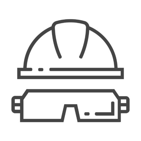 Helmet and google line icon on white backgroundのイラスト素材