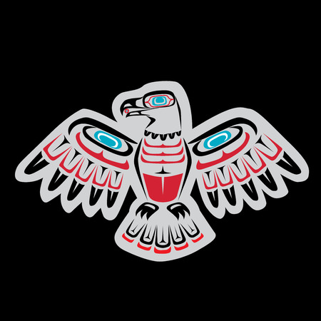 Native American, First Nations eagle art featuring Coastal Salish colors and formsのイラスト素材