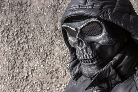 Face of street gangster wearing skull maskの写真素材