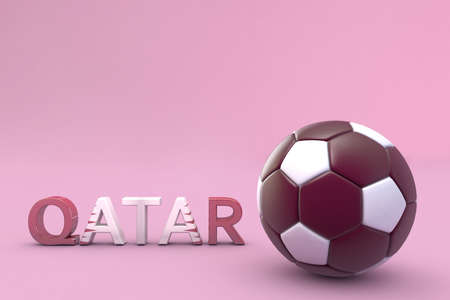 3d illustration with a soccer ball dedicated to the football tournament in Qatar in 2022の写真素材