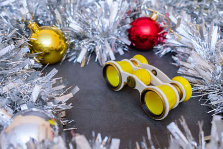 New Year's performance and optical device for viewing in the form of theater binoculars
