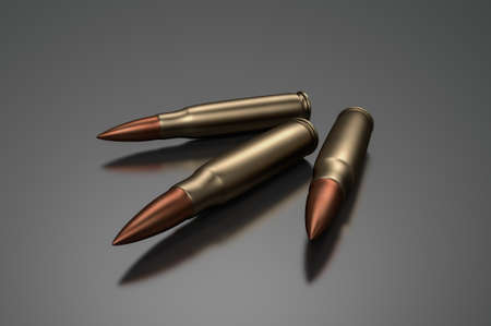 3D models of live ammunition from large-caliber riflesの写真素材