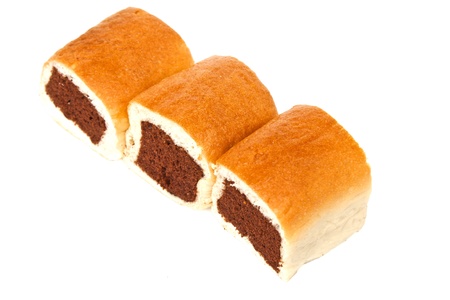 Chocolate flavored bun  in white background の写真素材