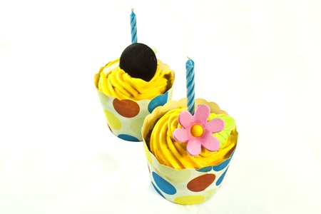 Birthday cupcakes の写真素材