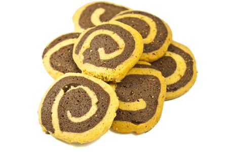 sweet brown cookie isolated on white background の写真素材