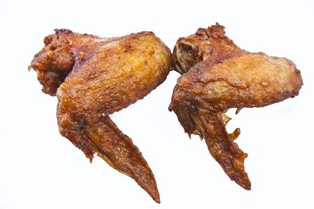 Fried Chicken Wings on white background の写真素材