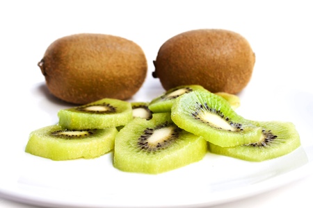slices of kiwi fruitの写真素材