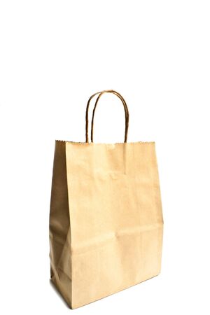 Carrier Paper Bag Brown isolate on white backgroundの写真素材