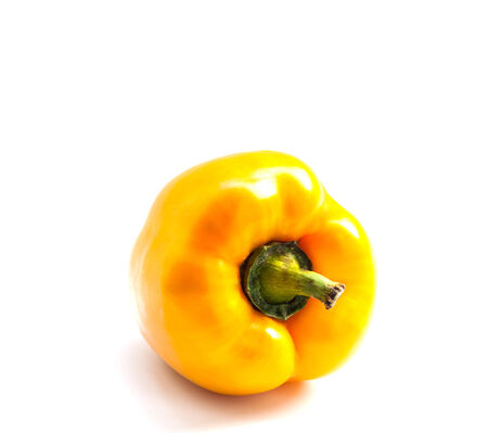 Yellow bell pepper isolated on white の写真素材
