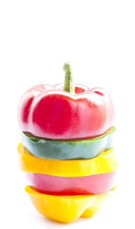 Mixed Bell Pepper, isolated on white backgroundの写真素材
