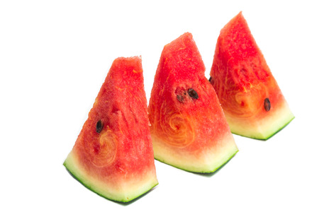 Sliced watermelon on white backgroundの写真素材