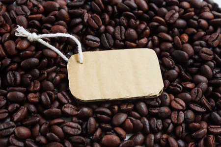 tag on the background of coffeeの写真素材