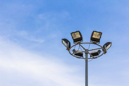 Highway spotlight on blue skyの写真素材
