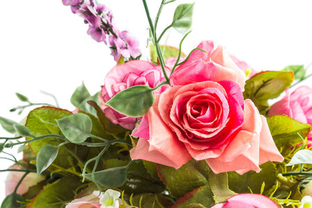 fake rose on white backgroundの写真素材