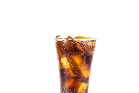 Cola with ice in a glassの写真素材
