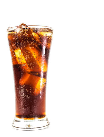 Cola with ice in a glass の写真素材