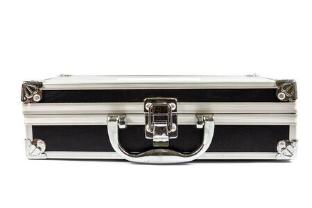 Black suitcase isolated on whiteの写真素材