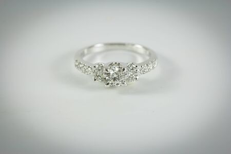 The engagement ring on white background.の写真素材