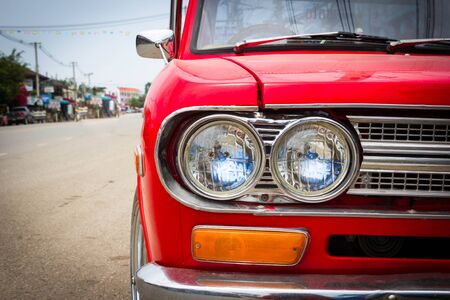 red retro car headlightの写真素材