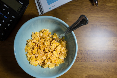 Start the day with corn flakesの写真素材