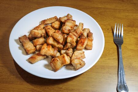 Salty fried pork in Thai styleの写真素材