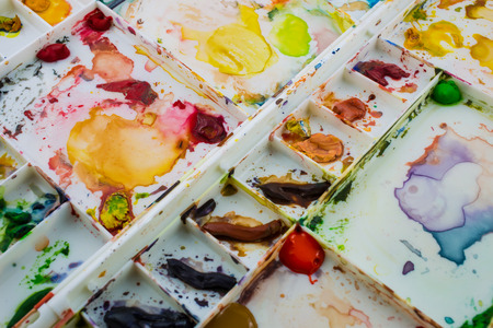 Water colors in a white paletteの写真素材