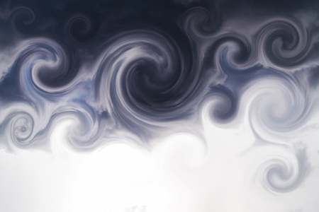 Twist of dark gray cloud from storm before hard rainingの写真素材