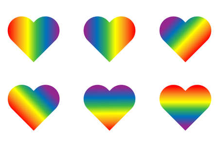 Heart shape in mixed gradient rainbow colors isolated on white background.のイラスト素材