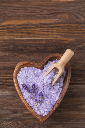 Bath Herbs Salt with Lavender, SPA concept, tonedの写真素材