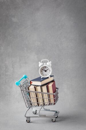 Books in trolley, bookshop, back to school, college, University, World books Day conceptの写真素材