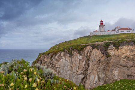 Stormy weather landscape at Atlantic Coast at Cabo da Roca, Portugal, springの写真素材
