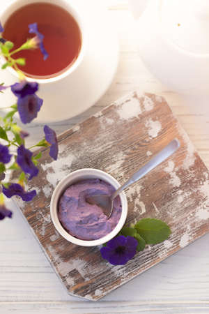 Ube Halaya, purple jam, Filipino sweet and sour breakfast cheesy spread recipeの写真素材