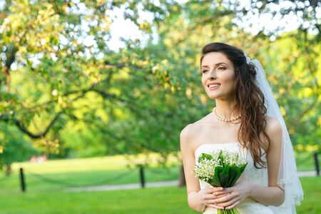 Bride in the spring in the parkの写真素材