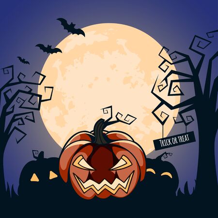 Halloween illustration with pumpkinsのイラスト素材