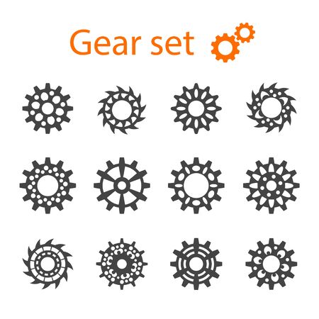 Set of vector machine gears or cogwheels. Gear wheels.のイラスト素材