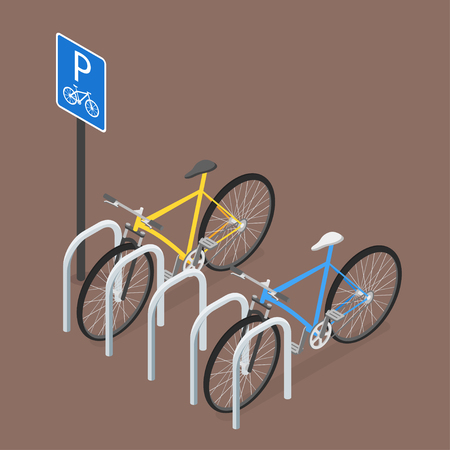 Isometric Bicycle Parking. Flat style, vector, road signのイラスト素材