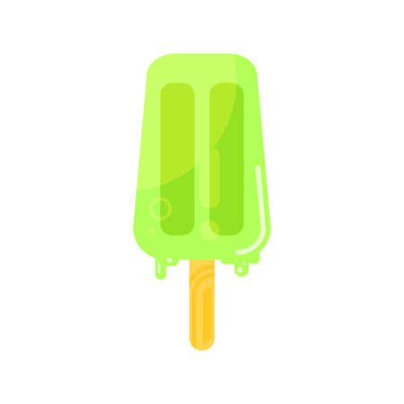 Vector flat style illustration of tasty green ice cream icon. Isolated on white background.のイラスト素材