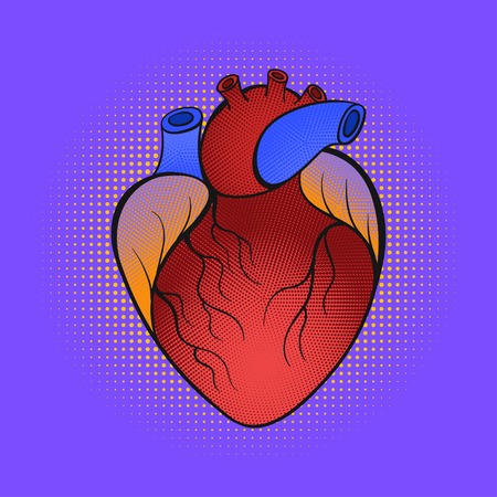 Vector hand drawn pop art illustration of heart. Retro style.For print, web.のイラスト素材