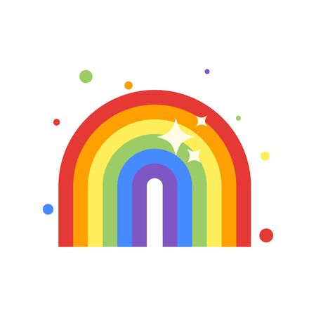 Vector flat style illustration of rainbow. Icon for web. Isolated on white background.のイラスト素材