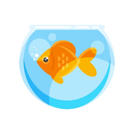 Vector flat style illustration of goldfish. Isolated on white background. Icon for web.のイラスト素材