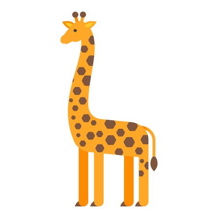 Vector flat style illustration of giraffe. Icon for web. Isolated on white background.のイラスト素材