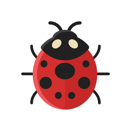 Vector flat style illustration of ladybug. Icon for web. Isolated on white background.のイラスト素材