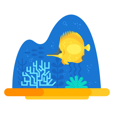 Vector flat style illustration of coralreef. Icon for web. Isolated on white background.のイラスト素材