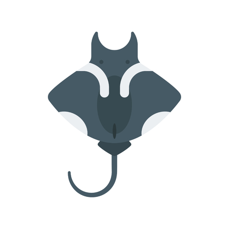 Vector flat style illustration of stingray. Icon for web. Isolated on white background.のイラスト素材